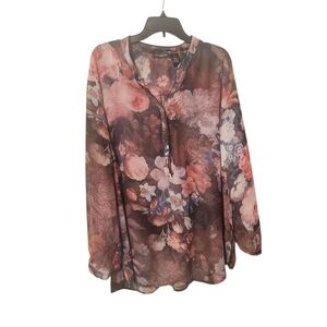 Notations Floral Blouse - Pink and Black